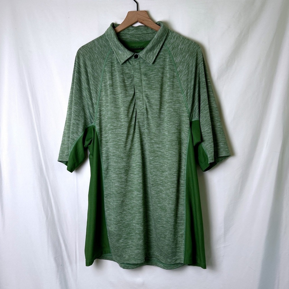 Duluth Trading Co Mens Mesh Panel Space Dye Performance Polo Shirt Size L Green
